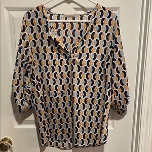 41 Hawthorn Blue and Orange Wave Blouse